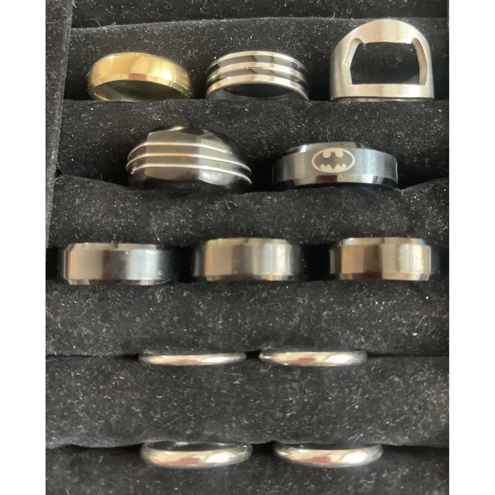 Lot of 12 Stainless Steel Rings Men and Women Goth Fashion Rings Mixed Sizes